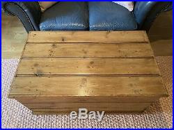 Old Large PINE CHEST, Wooden Blanket TRUNK, Coffee TABLE Storage BOX Toy Vintage