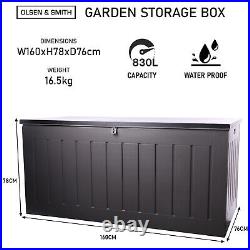 Olsen & Smith 680/830L Capacity Outdoor Garden Weatherproof Storage Box Plastic