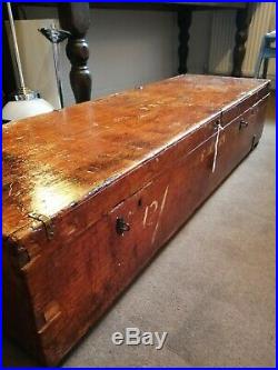 Original Vintage Coffee Table Furniture Wooden Storage Chest Large Trunk Box