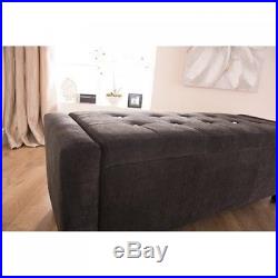 Ottoman Storage Bench Black Fabric Seat Footstool Large Box Bedroom Hall Pouffe