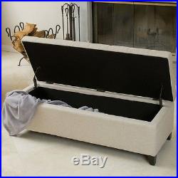Ottoman Storage Bench Large Upholstered Beige Seat Box Hall Bedroom Footstool