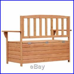 Outdoor Garden Bench 2 Seat Large Storage Box Organizer Fir Wood Patio Furniture