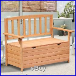 Outdoor Garden Bench 2 Seat Large Storage Box Organizer Fir Wood Patio Furniture