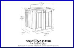 Outdoor Garden Patio Storage Box Container Chest, Large Plastic Mini Shed Unit