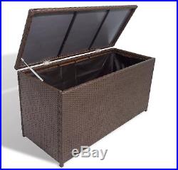 Outdoor Garden Storage Chest Large Brown Rattan Waterproof Box 120Cm Indoor New