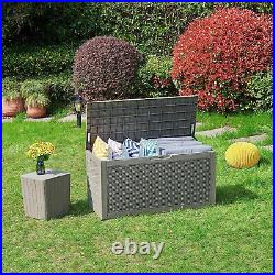 Outdoor Storage Box Waterproof, Heavy Duty 380L Large Resin Deck Boxes, Weather