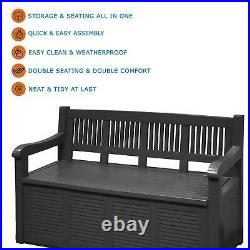 Outdoor Waterproof Garden Seat Bench Storage Box Plastic Container Grey 280L