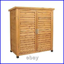 Outdoor Wooden Garden Storage Cabinet (with Two Shelves) Utility Tool Cupboard