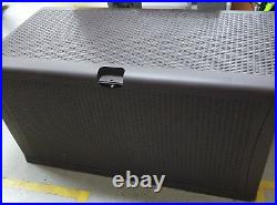 Outdoor XL Garden Storage Box TM-SBR 460l rattan style, Pneumatic Lid Supports