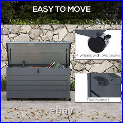 Outsunny 331L Outdoor Storage Box Waterproof with Wheels and Lock