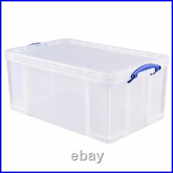 PACK OF 10 Really Useful Boxes 84 Litre, Garage, Loft Clear, Plastic Storage Box
