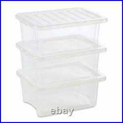 Pack Of 5 Wham Strong Plastic Clear Storage Boxes Stackable Containers With Lid