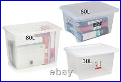 Pack Of 5 Wham Strong Plastic Clear Storage Boxes Stackable Containers With Lid