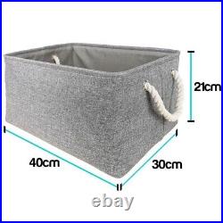 Pack of 3 Storage Boxes 40x30x21cm Strong Rope Handles Metal Rod Frame Foldable