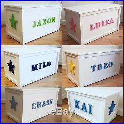Personalised Wooden Toy Chest / Box / Storage in white. Large