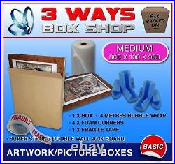 Picture Artwork Mirror Strong Cardboard Protection Removal Box Kit Bubble Wrap