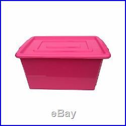 Pink Plastic Large 52l Litre Storage Box Tub Container With LID Toy Box / Kids
