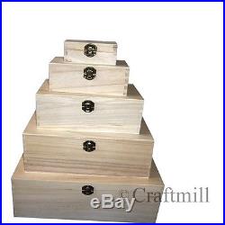 Plain Wood Wooden Rectangular Hinged Storage & Trinket Boxes choose size & qty