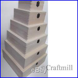 Plain Wood Wooden Square Hinged Storage & Trinket Boxes choose size & quantity