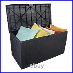 Plastic Garden Storage Deck Box Waterproof XL Bench Black or Brown 120gal