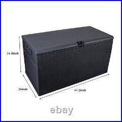 Plastic Garden Storage Deck Box Waterproof XL Bench Black or Brown 120gal