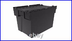 Plastic Storage Boxes Containers Crates Totes with Lids 77 Litre BLACK 60 x 40cm