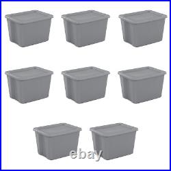 Plastic Tote Storage Container Organizer Bin Stackable 18 Gallon Box 8-Pack New