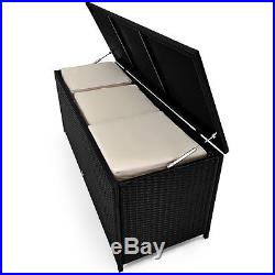 Poly Rattan Cushion Storage Box Outdoor Garden Large Black Utility Chest Trunk