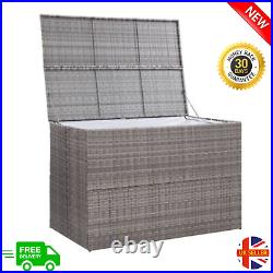 Poly-Rattan Garden Storage Box Grey Steel Zipped Closure Water-Resistant Large
