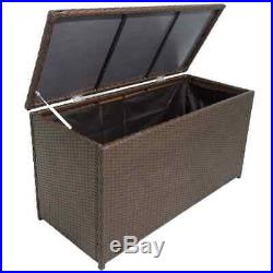 Poly Rattan Garden Storage Utility Chest Outdoor Cushion Large Box Case Shed Hot