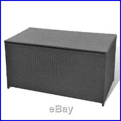 Poly Rattan Garden Storage Utility Chest Outdoor Cushion Large Box Case Shed TOP