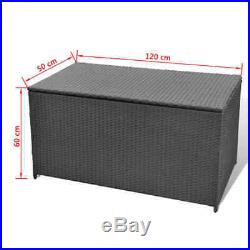 Poly Rattan Garden Storage Utility Chest Outdoor Cushion Large Box Case Shed TOP