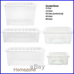 Premier Clear Storage Box Lid Container Storage Large Medium Small Sizes Trendy