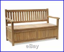 Premium Teak Wooden Bench with arms 3-Seat STORAGE Box Garden Patio Outdoor 1.5m