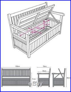 Premium Teak Wooden Bench with arms 3-Seat STORAGE Box Garden Patio Outdoor 1.5m