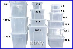 Quality Plastic Storage Boxes With Black Lids Office Home Garage Stackable Uk