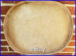 Rare Antique 19th C Large HAT Paper OVAL WALLPAPER Lidded STORAGE BOX 14