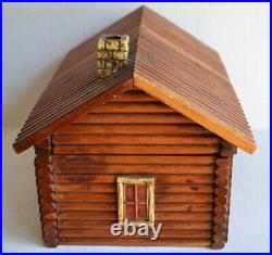 Rare Large 12 x 8 MCGRAW BOX CO Wood LOG CABIN STORAGE / TRINKET BOX ca1920s