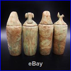 Rare Large Antique Egyptian BOX Set of 4 Canopic Jars Organs Storage Statues