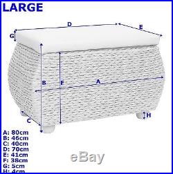 Rattan Footstool Large Storage Unit Bedding Box Cushion Chest Modern Set Of 2