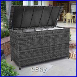 Rattan Garden Furniture Large Grey Outdoor Patio Lawn Cushion Storage Box