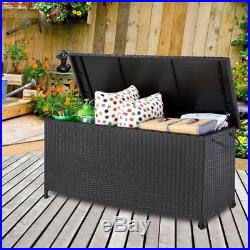 Rattan Garden Storage Box Black Waterproof Outdoor Patio New Wicker Deck Chest