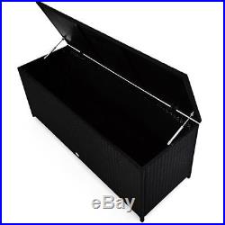 Rattan Garden Storage Box Black Waterproof Outdoor Patio New Wicker Deck Chest