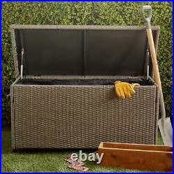 Rattan Look Outdoor Cushion Storage Box Ottoman Style Garden Outdoor Durable
