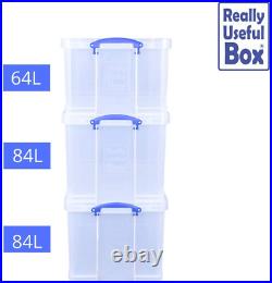 Really Useful Box 2x84 Litre + 1x64 Litre Storage Box Clear