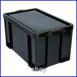 Really Useful Storage Box Plastic Recycled Robust Stackable 64 Litre Black