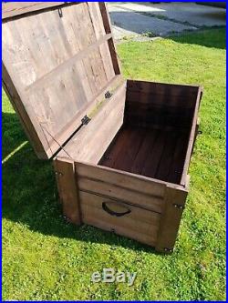 Reclaimed Upcycled Large Wooden Trunk Chest Box Coffee Table Storage Box