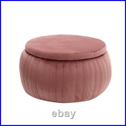Round Large Ottoman Storage Box Pouffe Velvet Padded Stool Home Chair Footstool