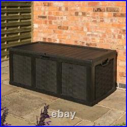 Rowlinson Plastic Cushion Storage Box Bench Chest Cabinet Garden Graphite Grey