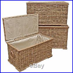 Rustic Rattan Trunk, Lined Storage Chest, Wicker Laundry Basket, Toy Box Home